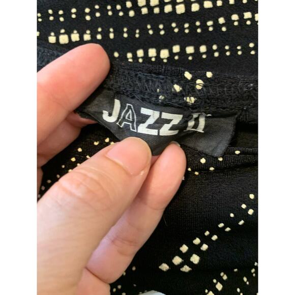 Jazz II black cream print short sleeves midi dress size M - Picture 4 of 7